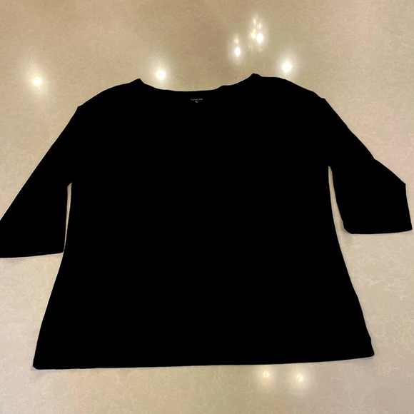 Garnet Hill Boatneck Black 3/4 Sleeve Knit Top New Without Tags - Picture 1 of 6